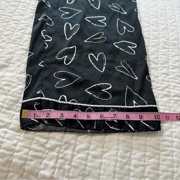 Hello Mello Sleepwear Black Pajama Pants with White Heart Design - Picture 6 of 12